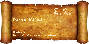 Raits Kálmán névjegykártya